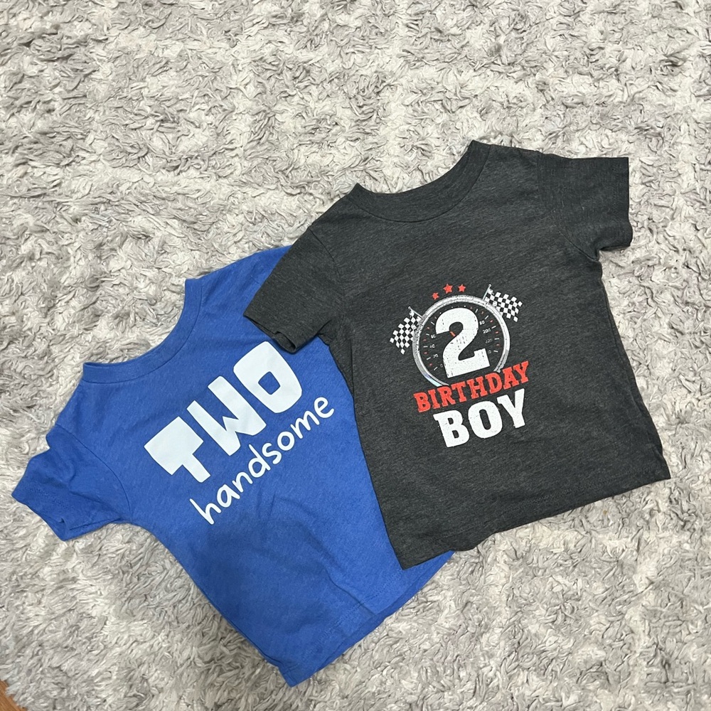 Birthday Boy and Handsome Kids T-Shirt Set - Blue and Gray